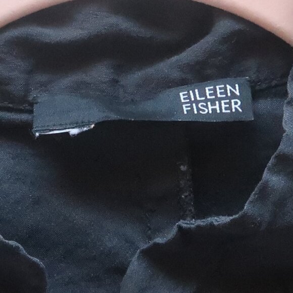 Eileen Fisher Gray Linen Blend Long Top Jacket Duster Mandarin Collar L Large - Picture 5 of 8